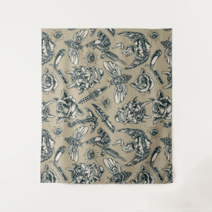 Retro-Tattoo geacht Wandkleed