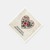 Retro Tattoo Hart Bloemen Naam Bachelorette Servet (Hoek)