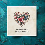 Retro Tattoo Hart Bloemen Naam Bachelorette Servet<br><div class="desc">Retro Tattoo Hart Bloemen Naam Bachelorette Party Servetten</div>