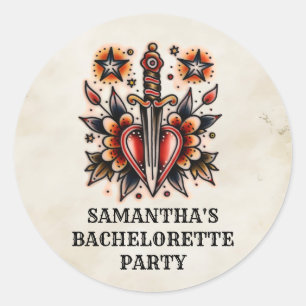 Retro Tattoo Hartdolk  Bachelorette Ronde Sticker