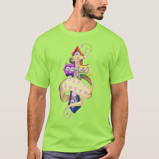 Retro tattoo kruis en feniks ontwerp - Gay love T-shirt (Voorkant)