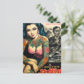 Retro Tattoo meisje Briefkaart (Staand voorkant)