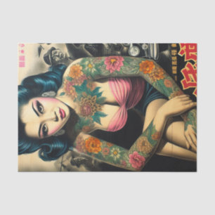 Retro Tattoo meisje Tissuepapier