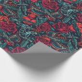 Retro Tattoo Patroon Cadeaupapier (Hoek)