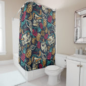 Retro Tattoo Patroon Douchegordijn (In situ)