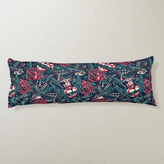 Retro Tattoo Patroon Lichaamskussen (Achterkant)