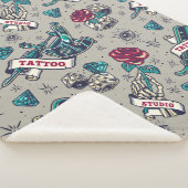 Retro Tattoo Patroon Sherpa Deken (3/4)