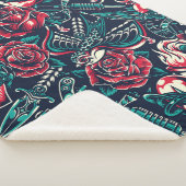 Retro Tattoo Patroon Sherpa Deken (3/4)