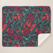 Retro Tattoo Pattern Sherpa Blanket Deken (Voorkant (horizontaal))