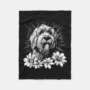 Retro Tattoo Stijl Briard Hond Liefhebber _1  Fleece Deken