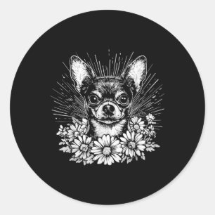 Retro Tattoo stijl Chihuahua Hondenliefhebber Ronde Sticker