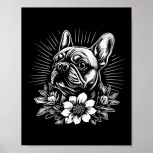Retro Tattoo stijl Franse Bulldog Hondenliefhebber Poster