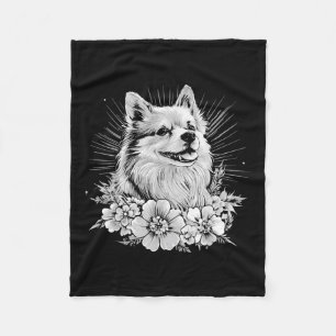 Retro Tattoo Stijl Keeshond Hondenliefhebber  Fleece Deken