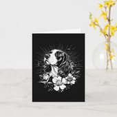 Retro Tattoo Style Engels Springer Spaniel Dog Lo Kaart (Gele Bloem)