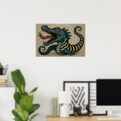 Retro Tattoo Zand Worm Poster (Thuiskantoor)