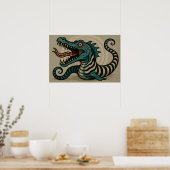 Retro Tattoo Zand Worm Poster (Keuken)
