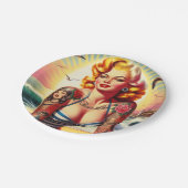 Retro Tattooed Bikini Pin-up Papieren Bordje (Gekanteld)