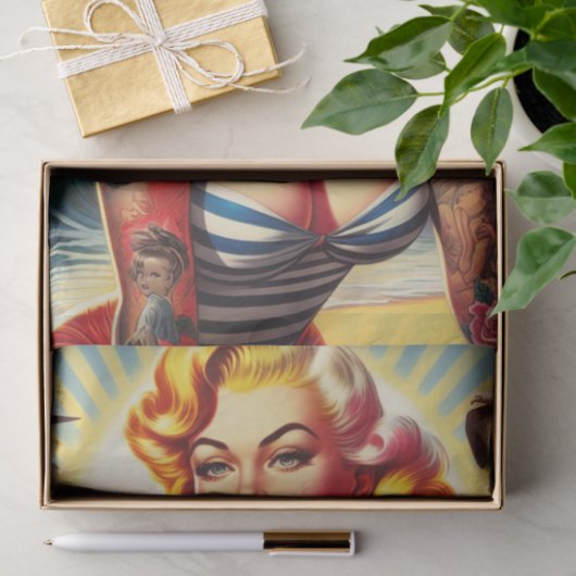 Retro Tattooed Bikini Pin-up Tissuepapier (Geschenk)