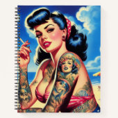 Retro Tattooed Bikini Zomer Pin-up Notitieboek (Voorkant)