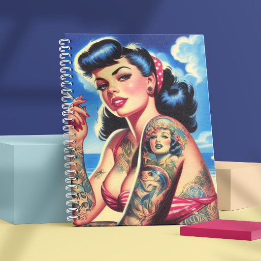 Retro Tattooed Bikini Zomer Pin-up Notitieboek