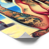 Retro Tattooed Bikini Zomer Pin-up Poster (Hoek)