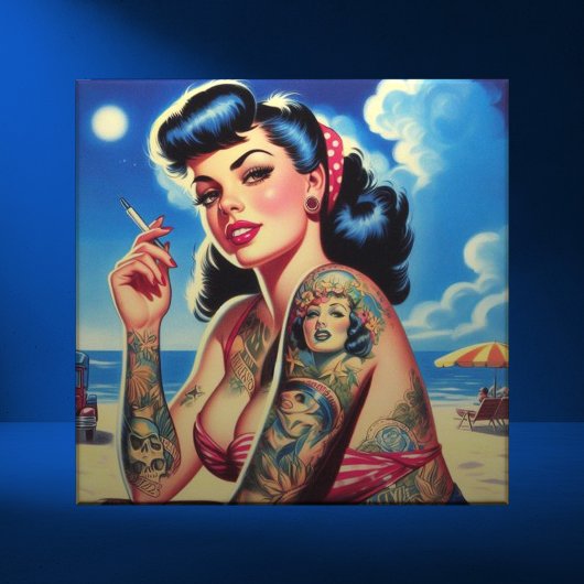 Retro Tattooed Bikini Zomer Pin-up Tegeltje