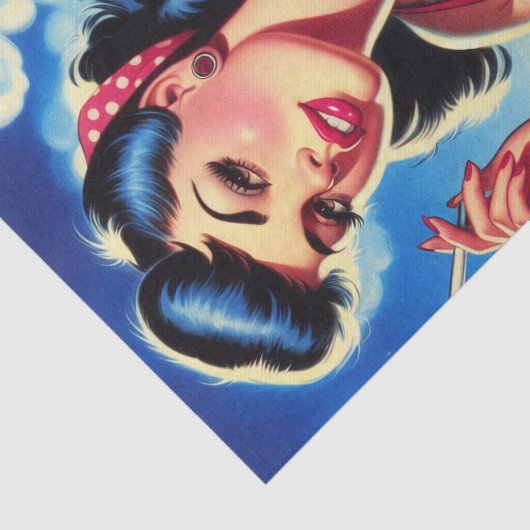 Retro Tattooed Bikini Zomer Pin-up Tissuepapier (Detail)