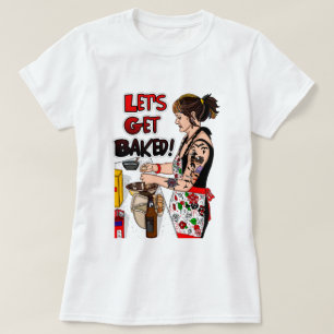  retro Tattooed Lady Baking T-shirt