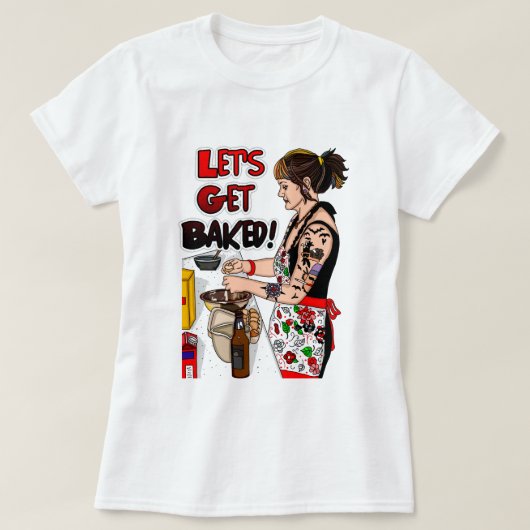 retro Tattooed Lady Baking T-shirt (Design voorkant)