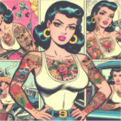 Retro Tattooed Pin-up Comics Sticker (Voorkant)
