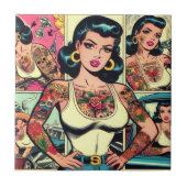 Retro Tattooed Pin-up Comics Tegeltje (Voorkant)