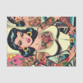 Retro Tattooed Pin-up Comics Tissuepapier (Voorkant)