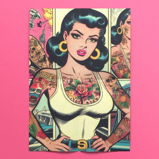 Retro Tattooed Pin-up Comics Tissuepapier