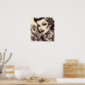Retro Tattooed Pin Up Poster (Keuken)