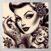 Retro Tattooed Pin Up Poster (Voorkant)
