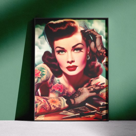 Retro Tattooed Pin-up Poster