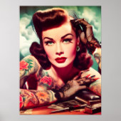 Retro Tattooed Pin-up Poster (Voorkant)