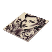 Retro Tattooed Pin Up Tegeltje (Zijkant)