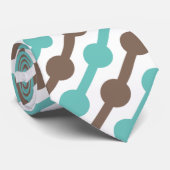 Retro Taupe bruin en Blauwgroen groen patroon Stropdas (Opgerold)