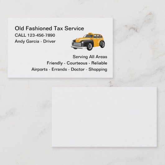 Retro Taxi Driver Visitekaartjes (Voorkant / Achterkant)
