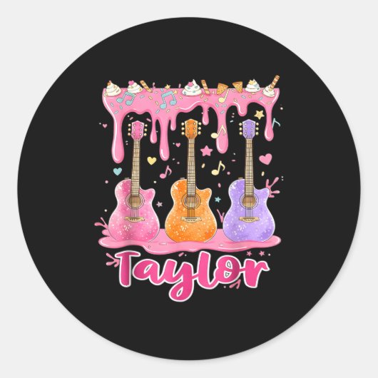 Retro Taylor Ice Cream Dripng Groovy 80's Women Me Ronde Sticker (Voorkant)