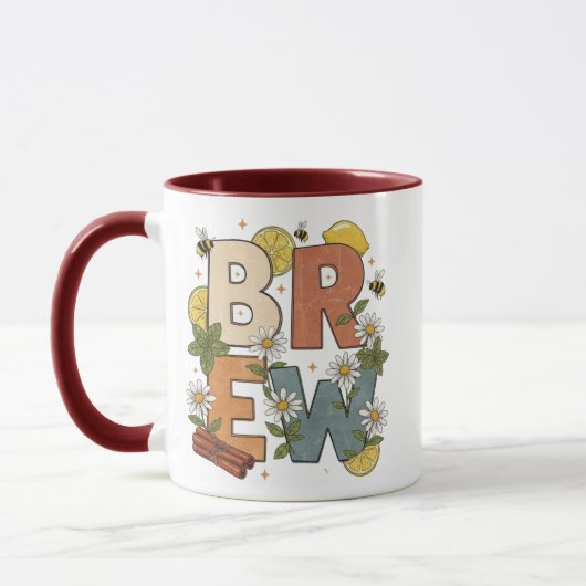 Retro Tea Brew Herb Design Mok (Links)