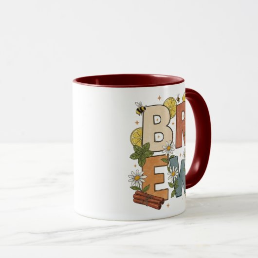 Retro Tea Brew Herb Design Mok (Voorkant rechts)