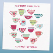 Retro Tea Cup Catering Bakkerij Cafe Vierkante Visitekaartje