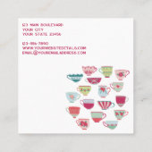 Retro Tea Cup Catering Bakkerij Cafe Vierkante Visitekaartje (Achterkant)