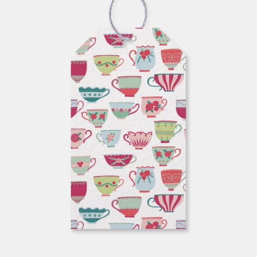 Retro Tea Party Baby shower Cadeaulabel (Achterkant)