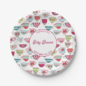 Retro Tea Party Baby shower Papieren Bordje (Voorkant)