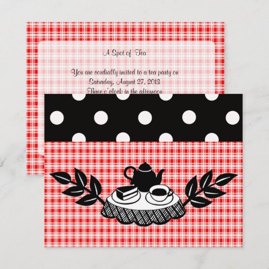 Retro Tea Party Kaart (Voorkant / Achterkant)