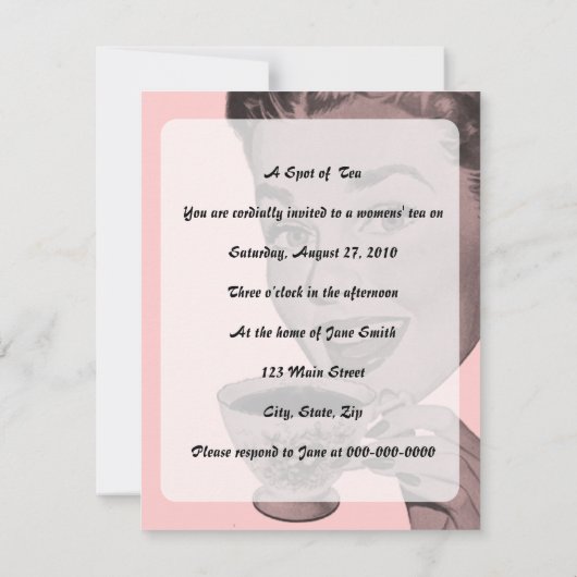 Retro Tea Party Kaart (Achterkant)