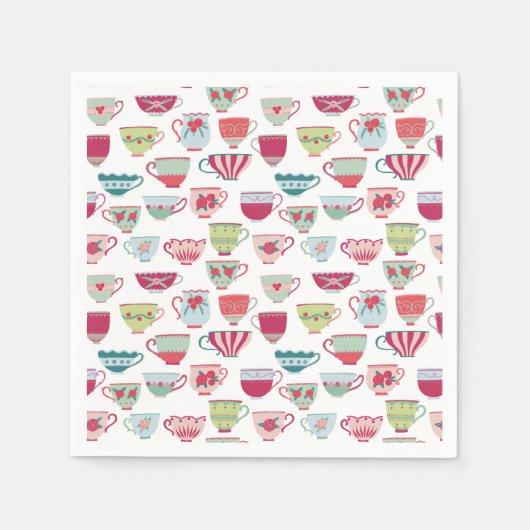 Retro Tea Party Modern Pastel Servet (Voorkant)
